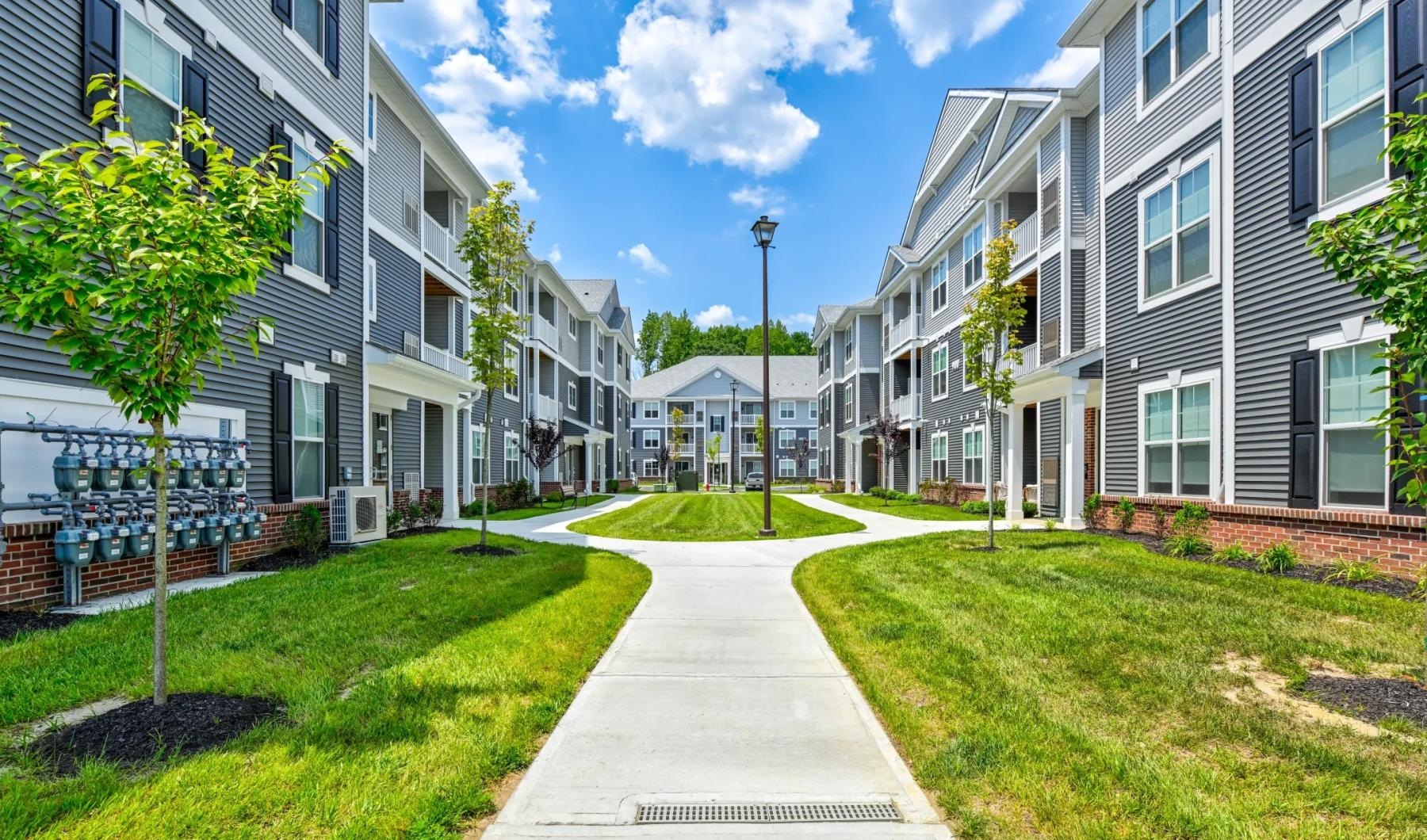walkway between buildings